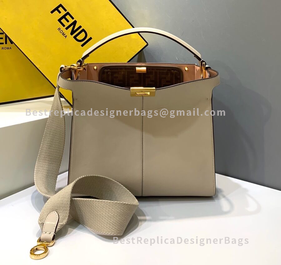 Fendi Peekaboo X-Lite Medium White Leather Bag 304S